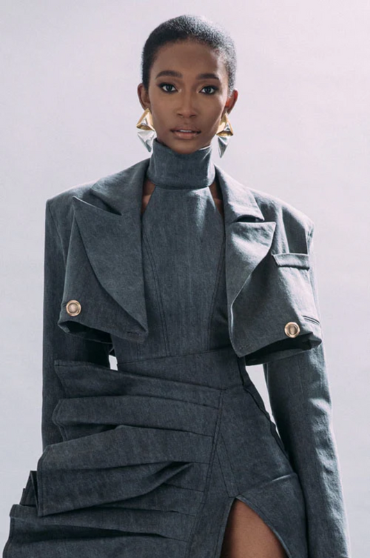 Denim Cropped Blazer