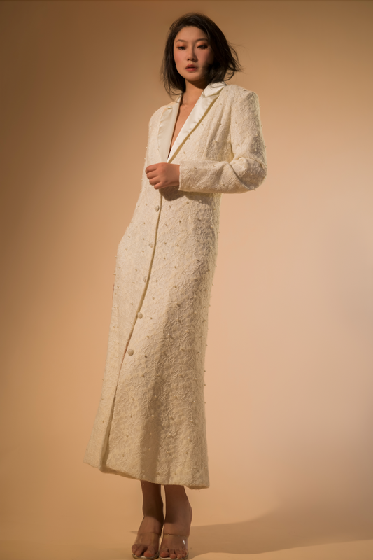 White Pearly Blazer Dress