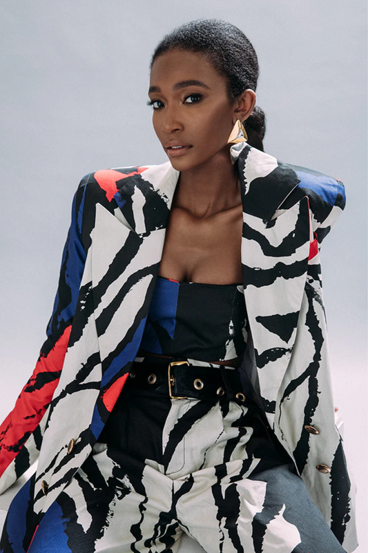 Multi Print Tuxedo Blazer