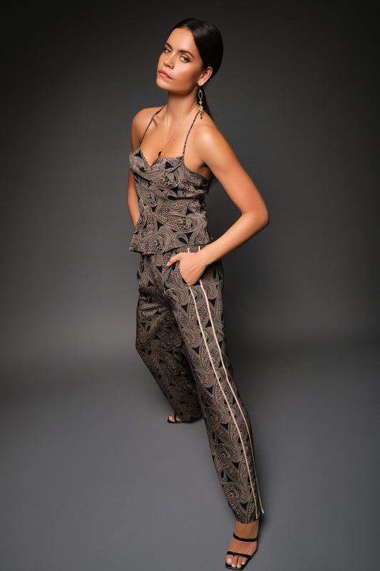 Twiggy Halter Paisley Silk Top