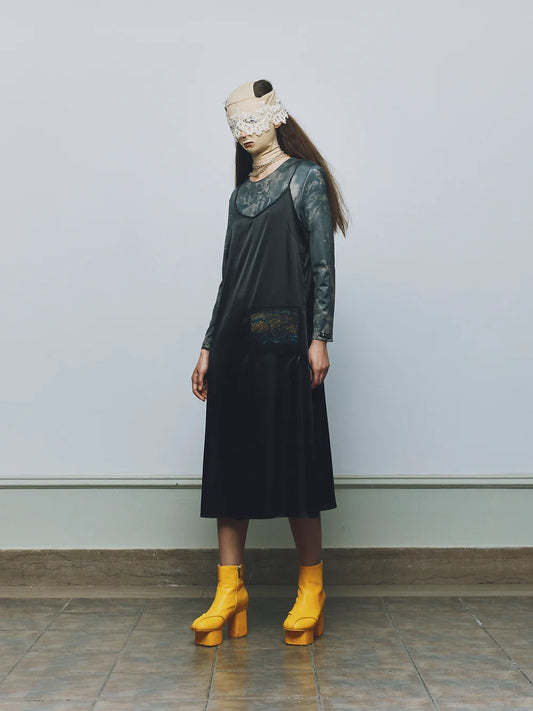 Cami Satin Dress With A Laced Pansy