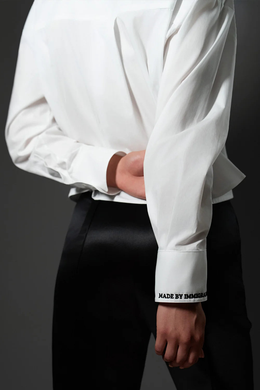 "Made by Immigrants" Embroidered Button Down Shirt