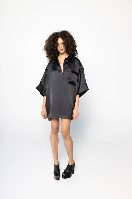 Satin Organza Monogram Sleep Shirt