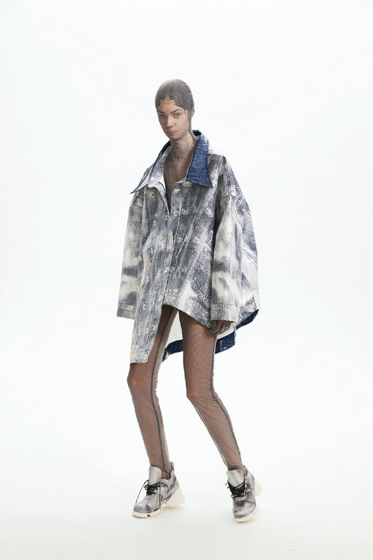 Oversized Repeated Denim Illusion Jacket