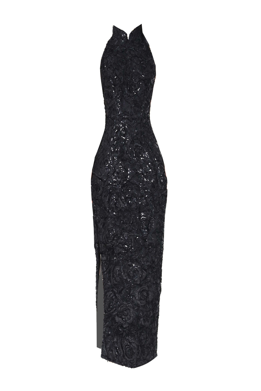 Black Velvet Lace Maxi Qipao
