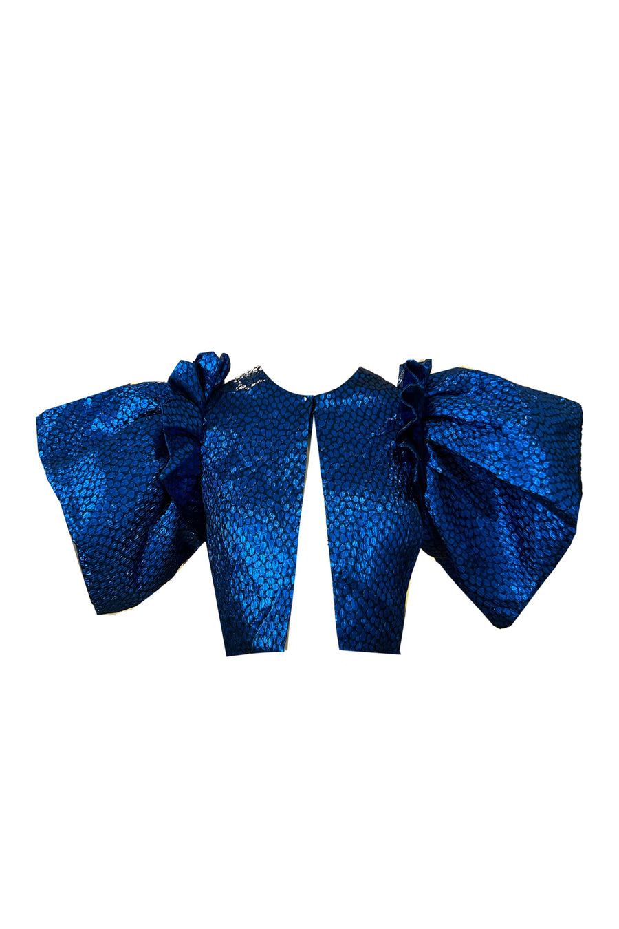 Blue Metallic Puff Sleeve Jacket