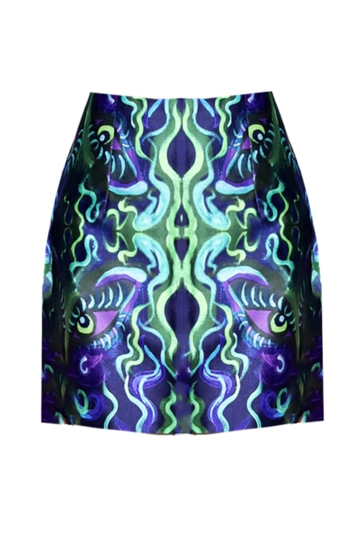 Blue Flame Print Mini Skirt