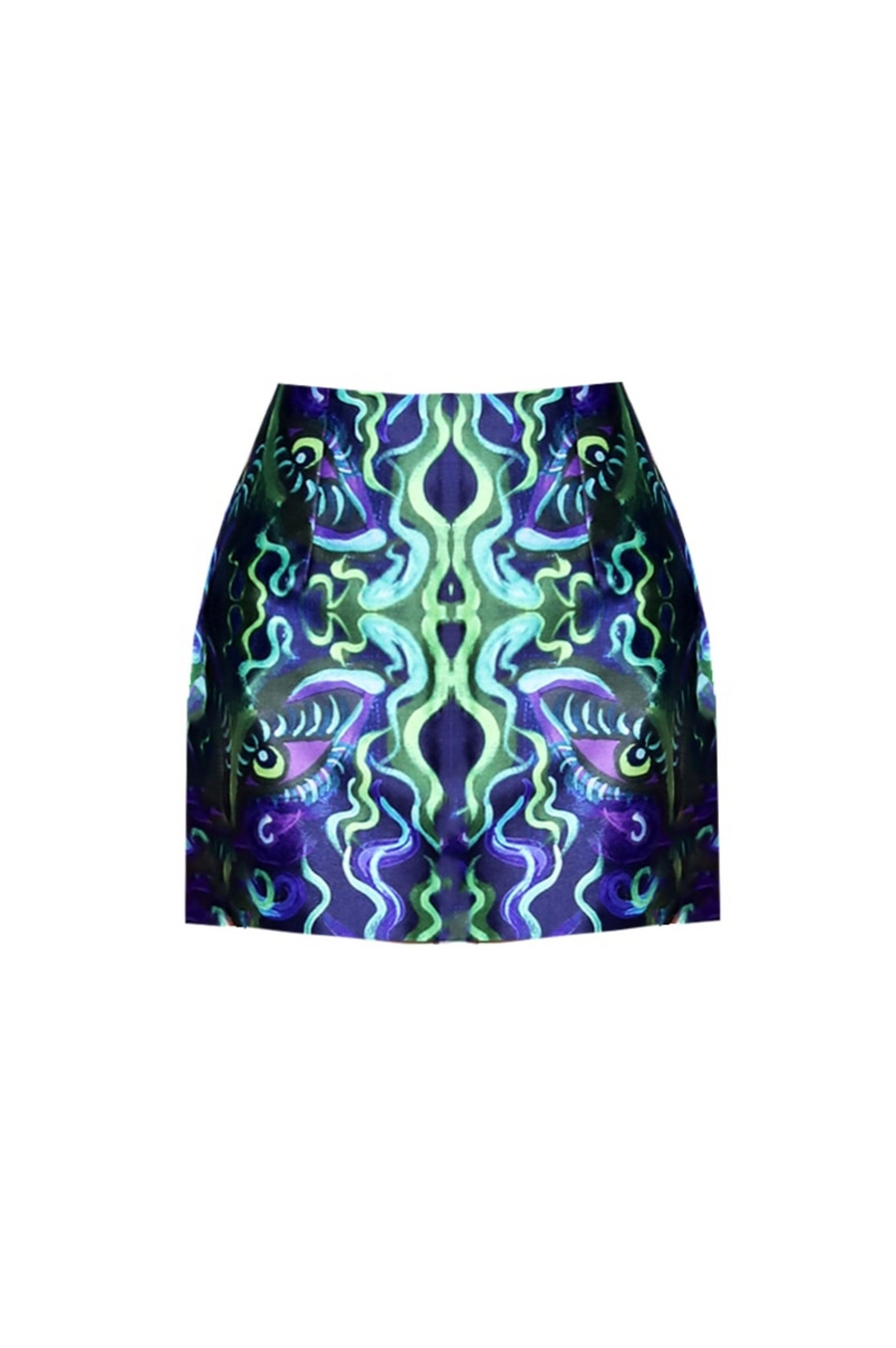 Blue Flame Print Mini Skirt