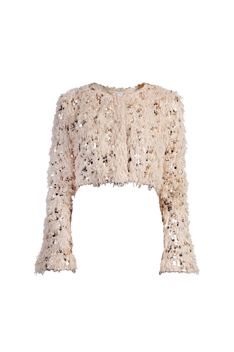 Beige Fluffy Cropped Jacket