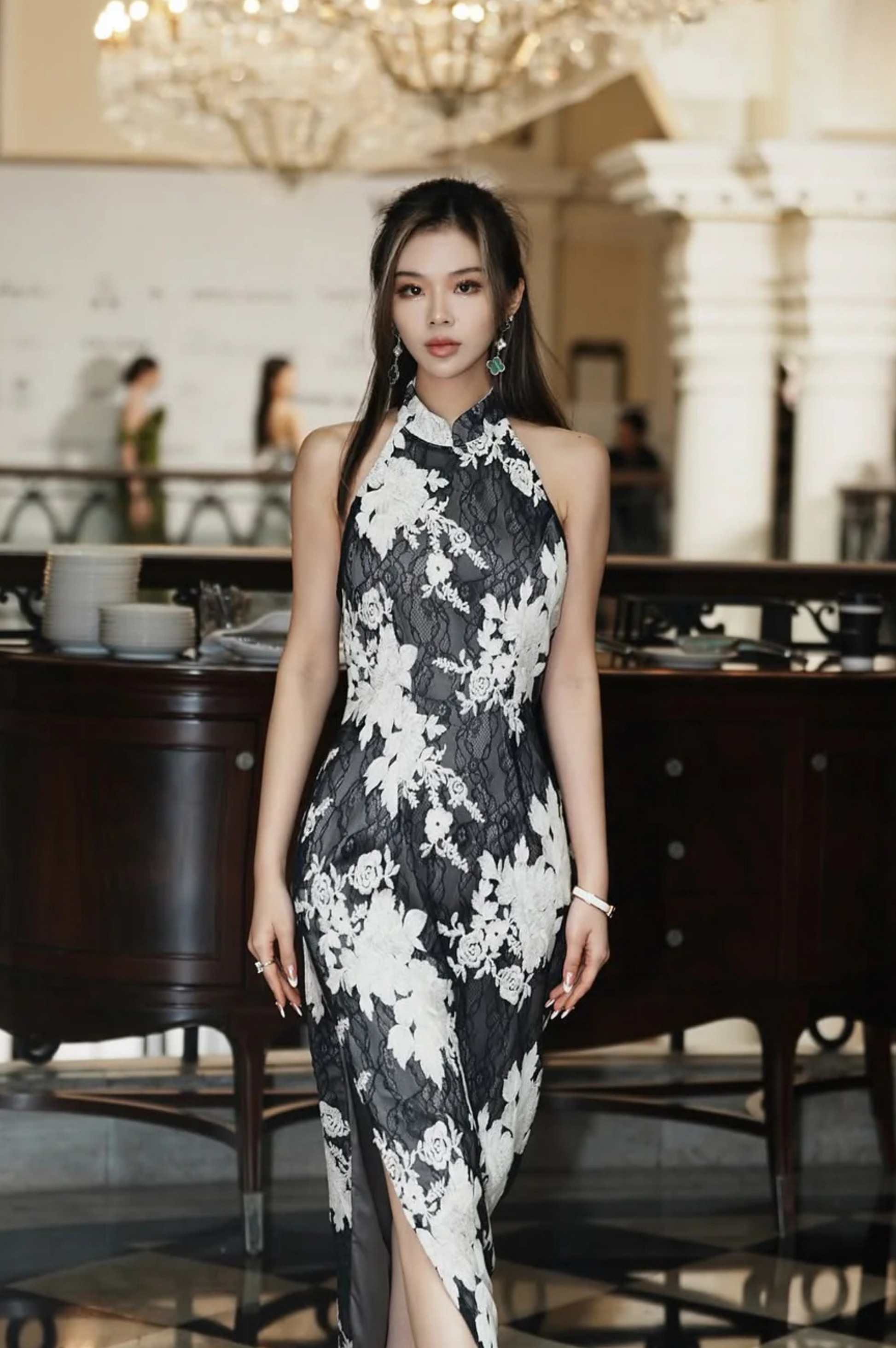 lace qipao dress Black Lace Cheongsam Dress