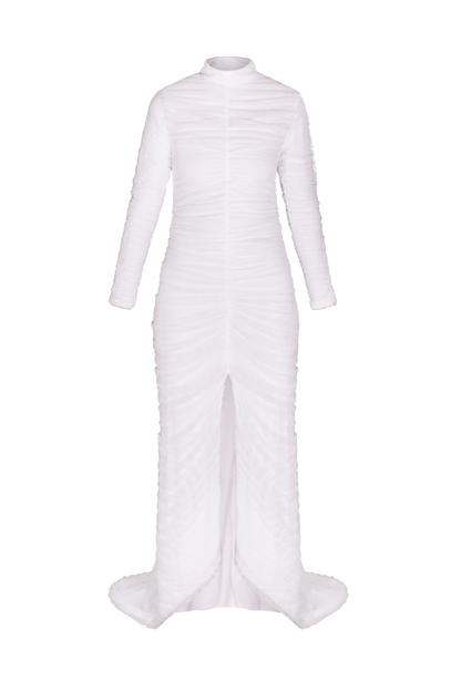 Nina White Long Sleeve Dress