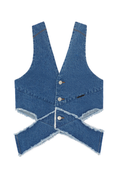 Gabrit Cut-Out Blue Denim Vest