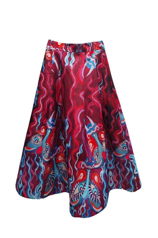 Flaming Flare Midi Skirt