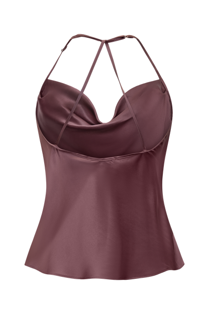 Twiggy Halter Silk Top Mauve