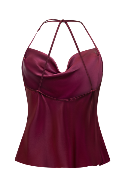 Twiggy Halter Silk Top Purple