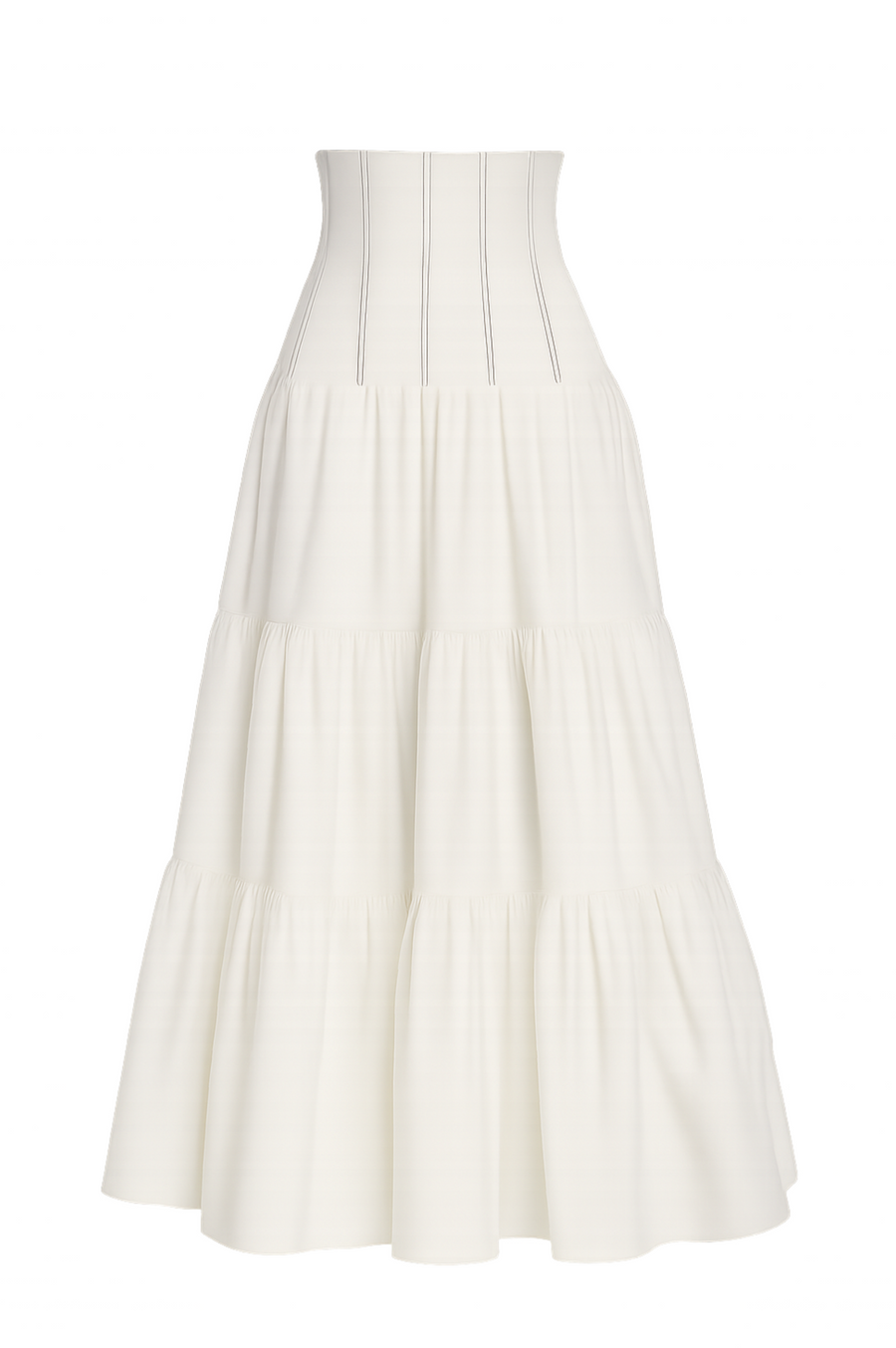 Denim Tiered Corset Maxi Skirt