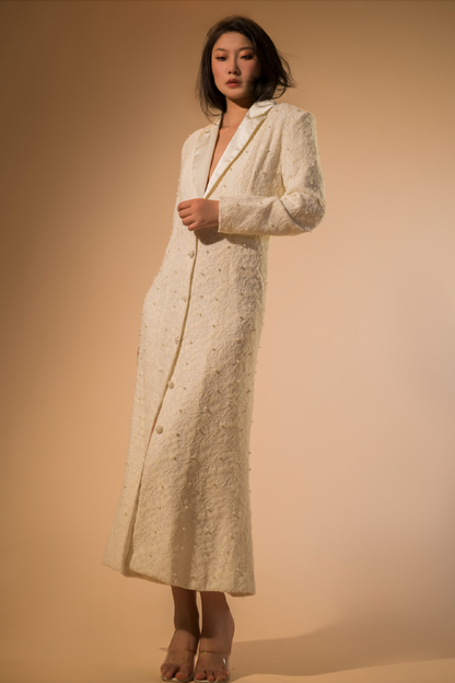 White Pearly Blazer Dress