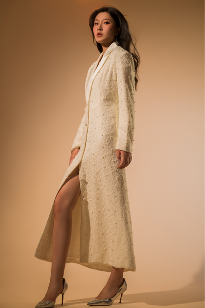 White Pearly Blazer Dress