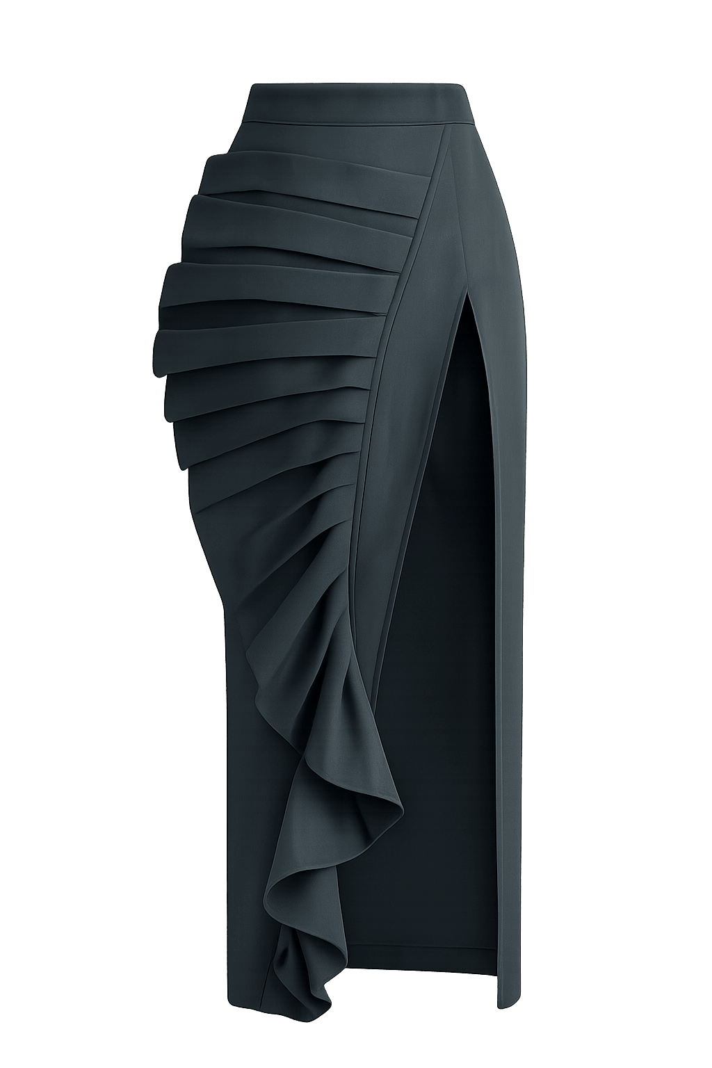 Denim Fan Maxi Skirt