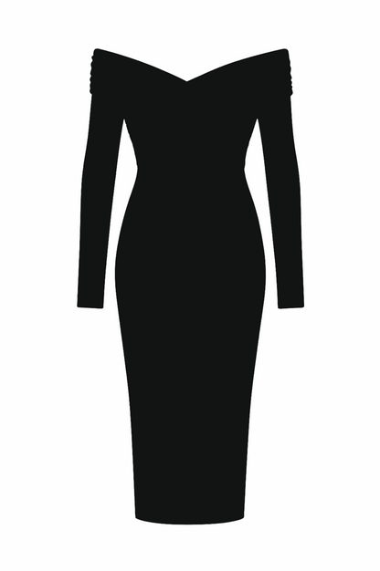 Wrap Shoulder Midi Dress