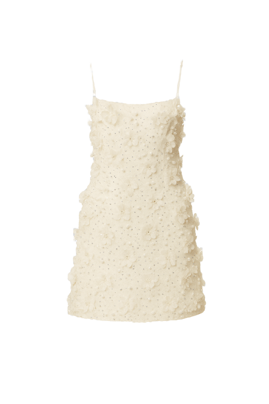 3D Ivory Embellished Mini Dress