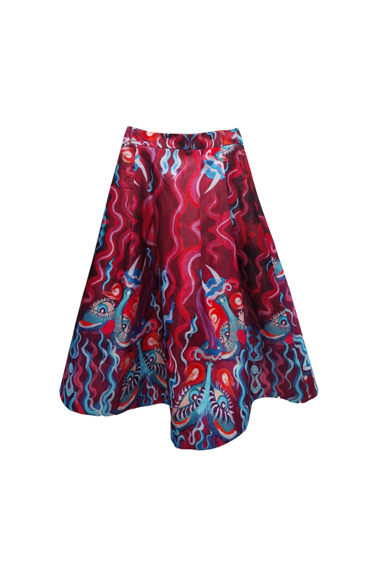 Flaming Flare Midi Skirt