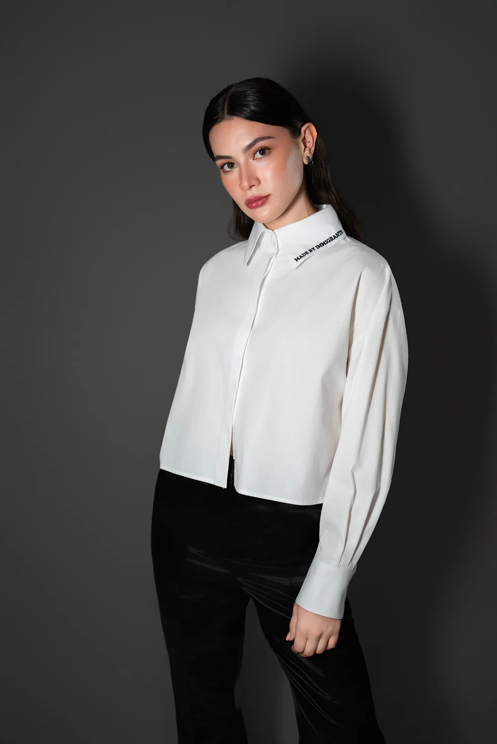 "Made by Immigrants" Embroidered Button Down Shirt