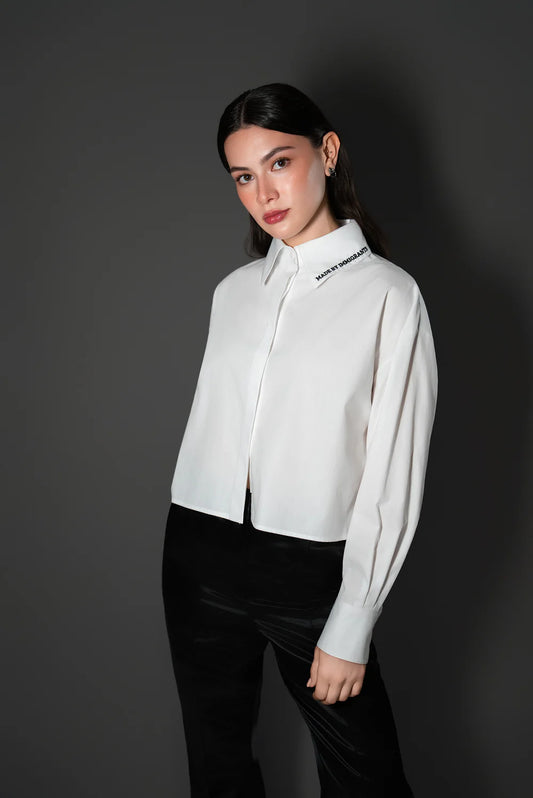 Cindy Castro "Made by Immigrants" Embroidered Button Down Shirt