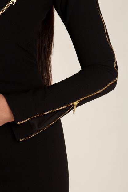 Rina Black Long Sleeve Dress