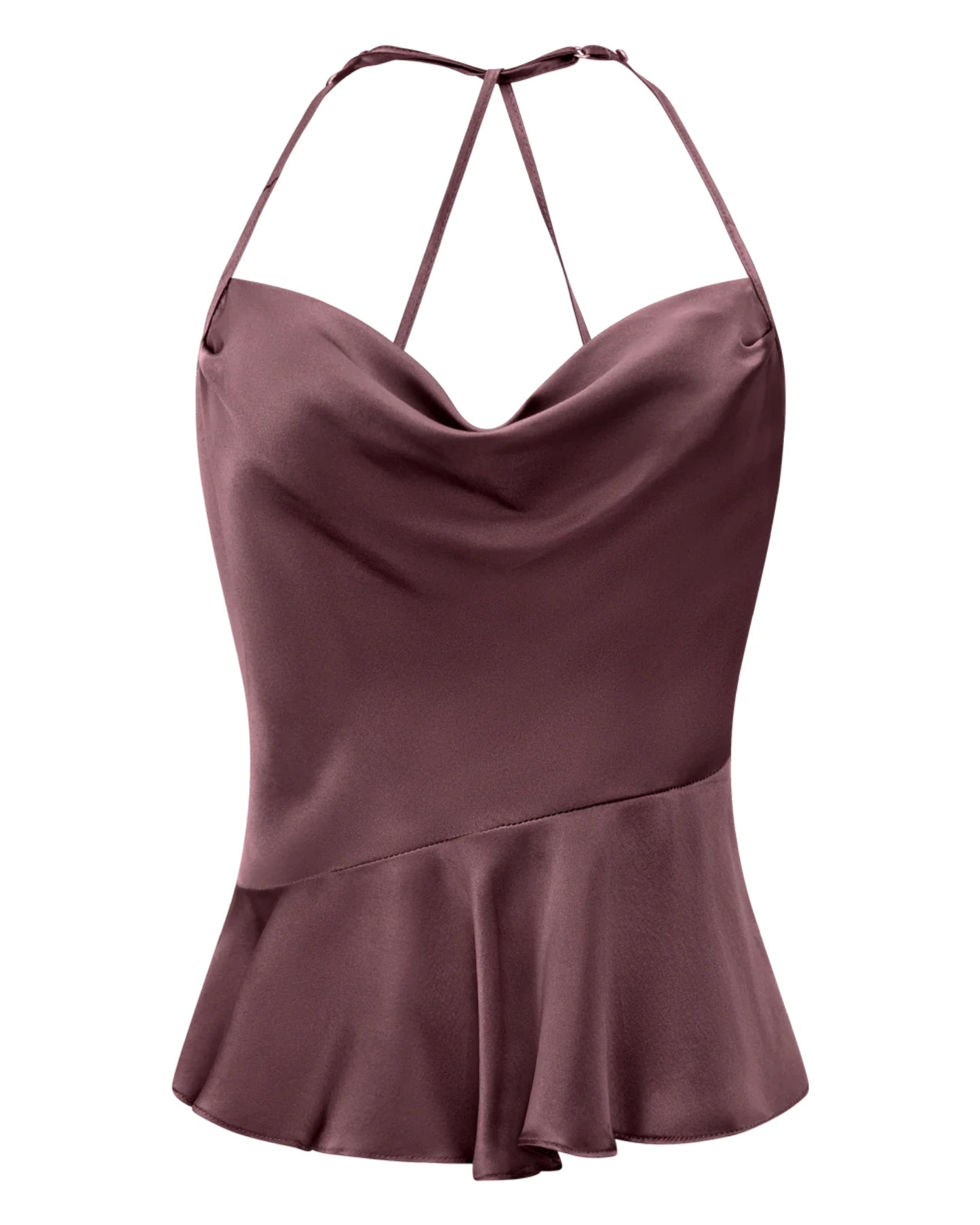 Twiggy Halter Silk Top Mauve
