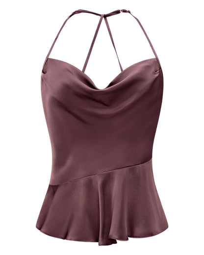 Twiggy Halter Silk Top Mauve