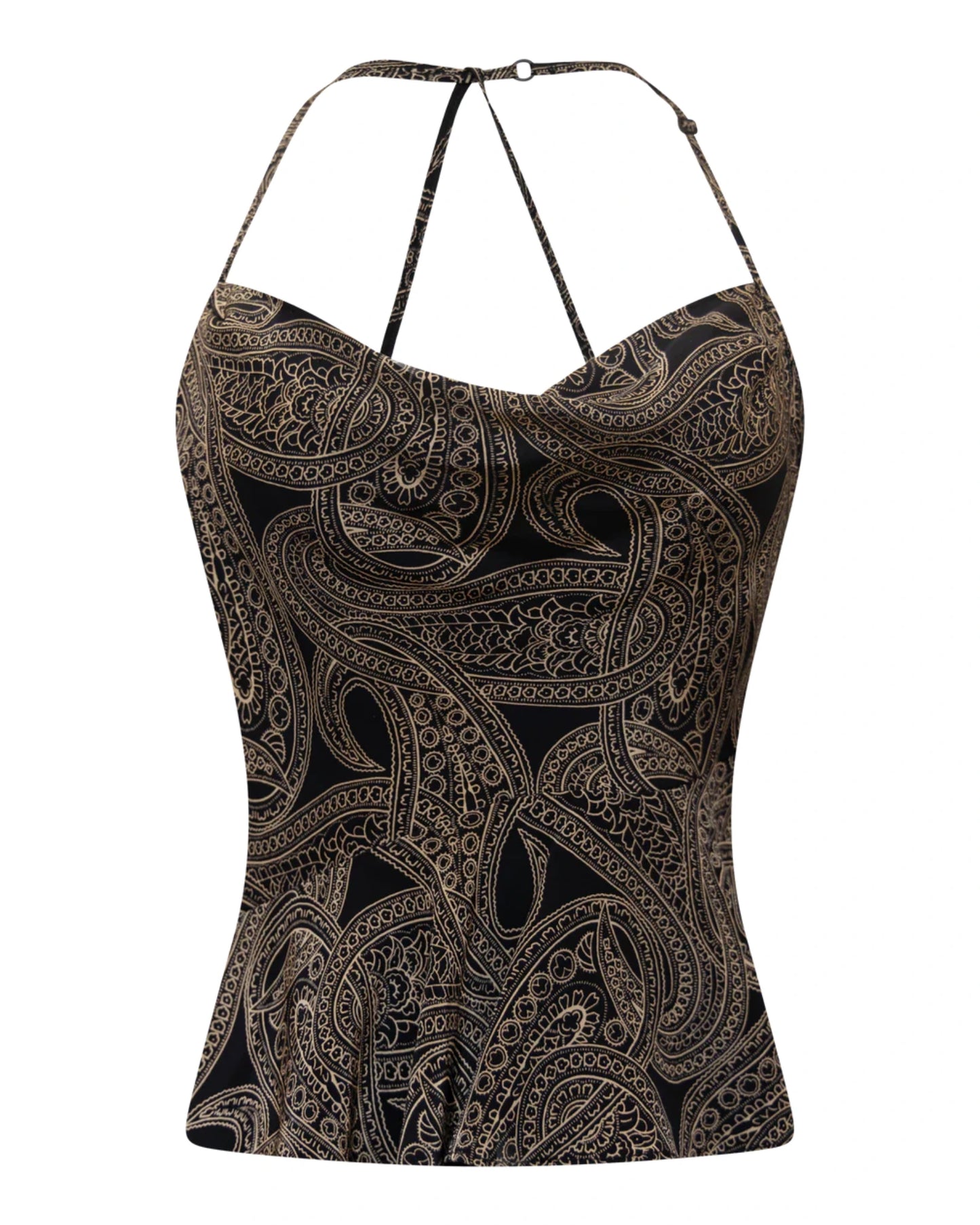 Twiggy Halter Paisley Silk Top