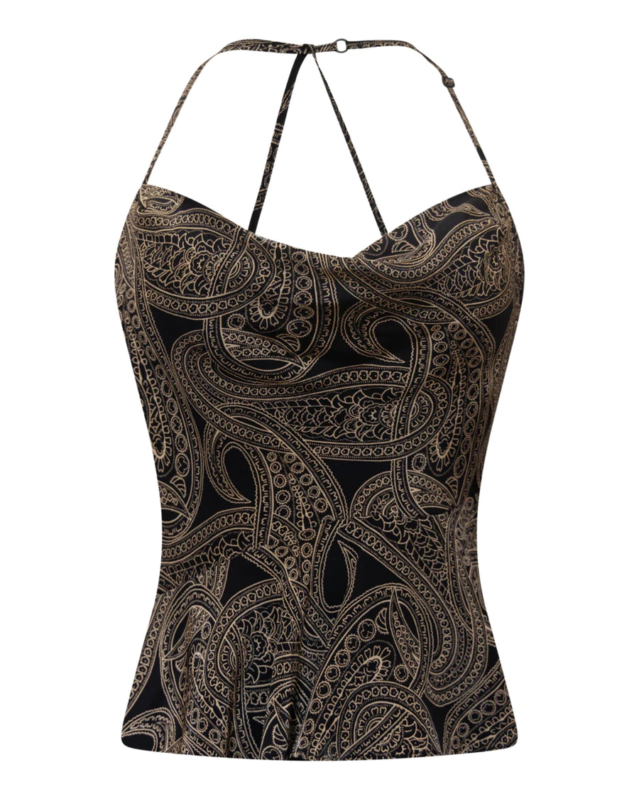 Twiggy Halter Paisley Silk Top