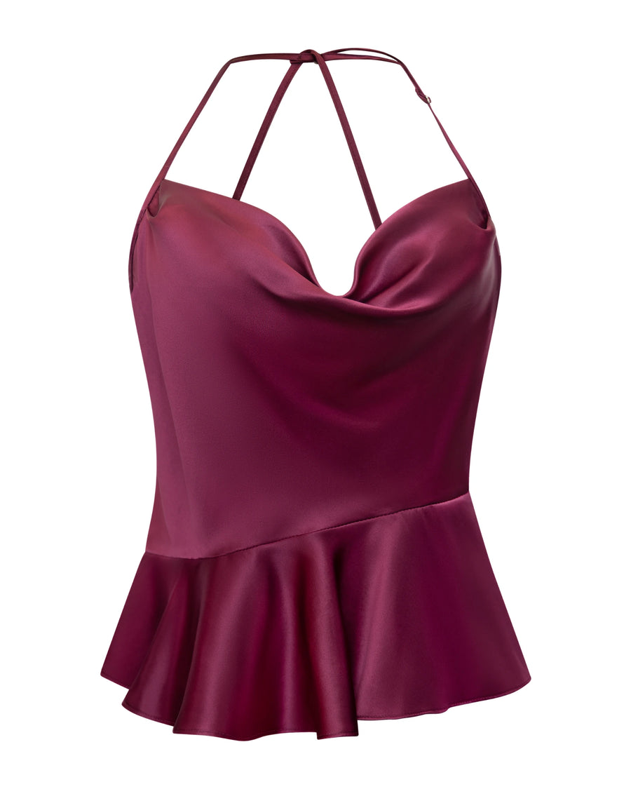 Twiggy Halter Silk Top Purple