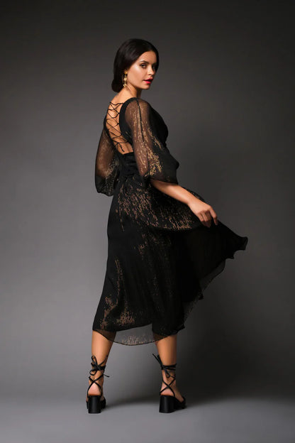 Paula Lace Detailed Chiffon Dress