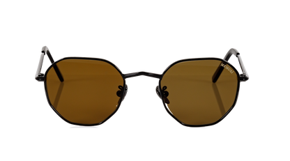 Hexagon Sunglasses in Black- Dark Olive Lenses