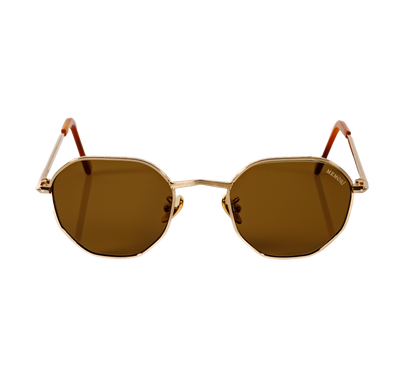 Hexagon Sunglasses in Gold - Warm Brown Lenses