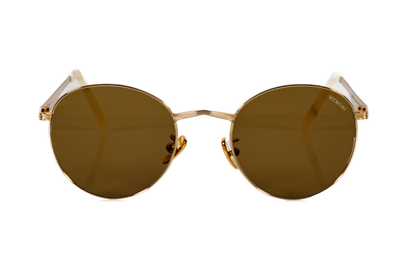 Round Sunglasses in Gold - Warm Brown Lenses
