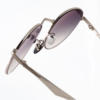 Round Sunglasses in Silver - Black Gradient Lenses