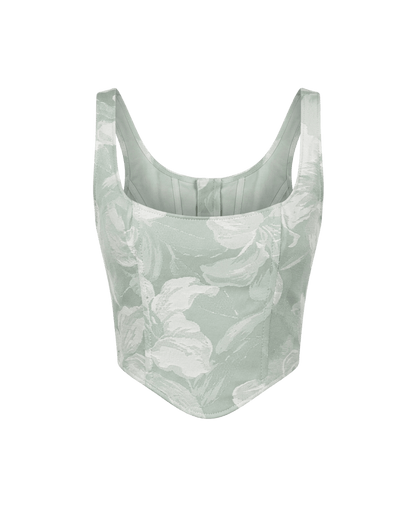 Sage Green Floral Corset Top