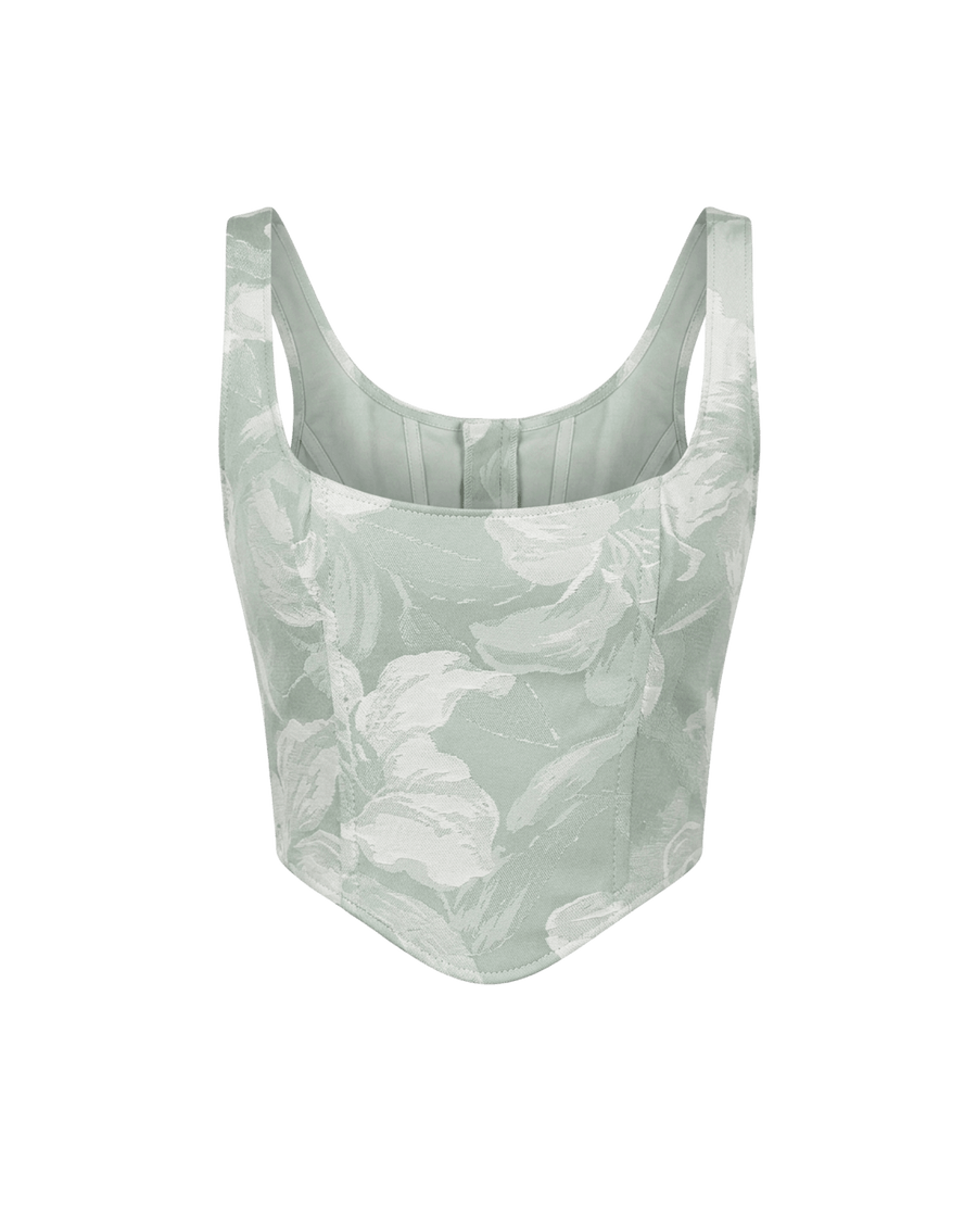 Sage Green Floral Corset Top