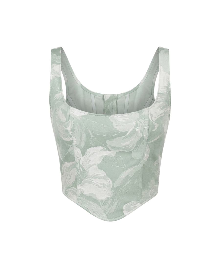 Sage Green Floral Corset Top
