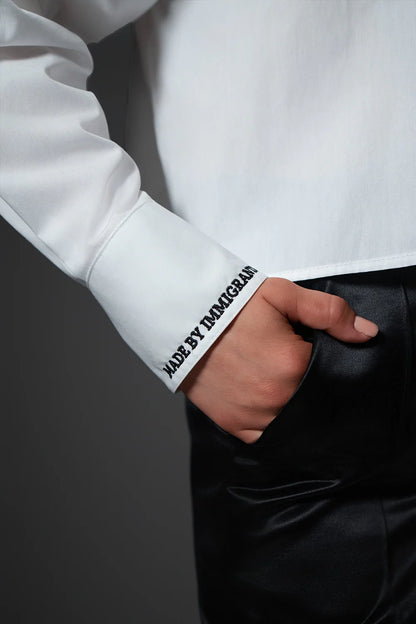 "Made by Immigrants" Embroidered Button Down Shirt