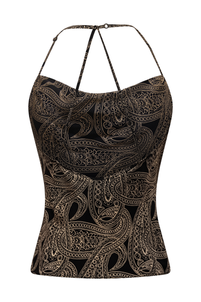 Twiggy Halter Paisley Silk Top