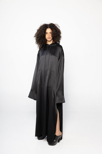 Silk Monogram Hoodie Dress