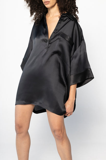 Satin Organza Monogram Sleep Shirt