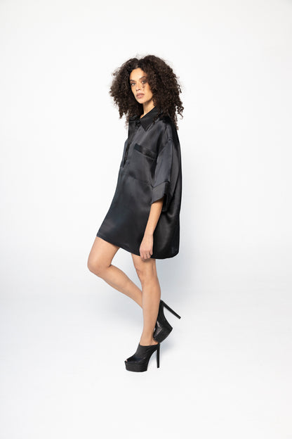 Satin Organza Monogram Sleep Shirt