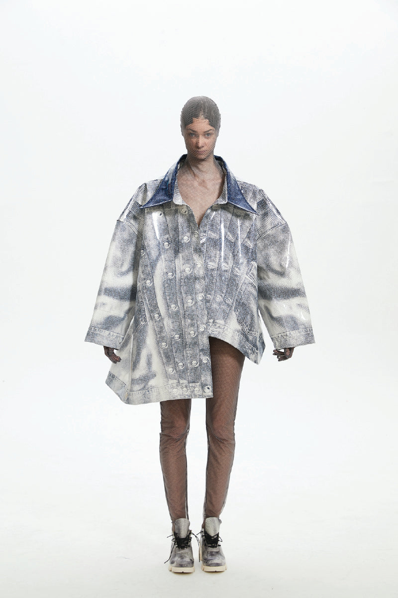 Oversized Repeated Denim Illusion Jacket