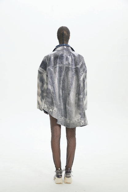 Oversized Repeated Denim Illusion Jacket