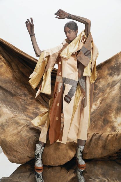 Split Oversized Repeated Trench Coat